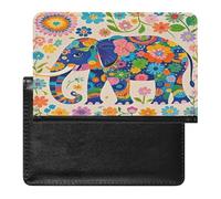 Colorful Flower Elephant Passport Holder with Card Slots Portable Passport Cover Compact Waterproof Passports Protector