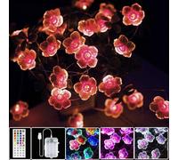 Colorful Flower Fairy String Lights, 4M 40LEDs USB & Battery LED Pink Cherry Blossom Lights Indoor, 24 Colors Fairy Lights with Remote Control for Room, Halloween, Diwali, Garden, Trees, Girls Gifts