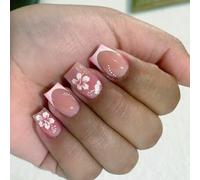 Colorful Flower Fake Glues on Artificial Acrylic 12 Size 24pcs Stick on Designs False