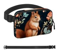 Colorful Flower Fat Squirrel-1098 Unisex Style Fanny Pack: Fashion Waist Packs, Crossbody Bags Sport Slim Fashionable for Jogging Hiking Hiker Woman Man, Multicolor, 1.5x9.0x5.9in/4x23x15cm