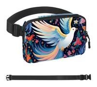 Colorful Flower Feather Pigeon-1788 Unisex Style Fanny Pack: Fashion Waist Packs, Crossbody Bags Sport Slim Fashionable for Jogging Hiking Hiker Woman Man, Multicolor, 1.5x9.0x5.9in/4x23x15cm
