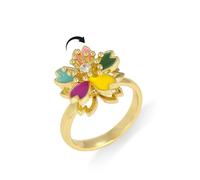 Colorful Flower Fidget Spinner Ring for Women Adjustable Anxiety Relief Rings Imitation Crystals Wedding Engagement Open Band Anti Rotatable Delicate Stress Relief Jewelry Trendy Statement for Her
