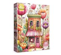 Colorful Flower Garden Puzzles for Adults 1000 Pieces Nature, Beautiful Butterfly Plant Tree House Jigsaw Puzzles, Pretty Spring Painting Floral Scenery Puzzle