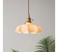 Colorful Flower Glass Chaner, Japanese Simple Retro Glass Pendant Light, Single Head Brass Pendant Lamp,Bedroom Living Room Children Room Droplight The New