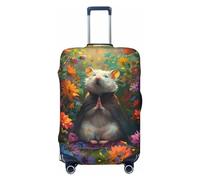 Colorful Flower Meditating Hamster Travel Luggage Covers - Elasticity Suitcase Covers Protector for Luggage 18-32 Inch