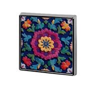 Colorful Flower Motifs Pattern Blue Red Unisex Brooches & Pins Square Lightweight Lapel Badge Jewelry for Clothing Shawl Hat