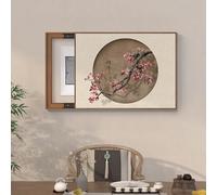 Colorful Flower Pattern Electric Meter Box Cover, PS Frame Modern Meter Decorative Painting, Easy to Install, Painterly Design for Living Room Home Office(Brown 2,70 * 50cm/27 * 19in)