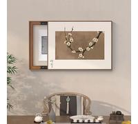 Colorful Flower Pattern Electric Meter Box Cover, PS Frame Modern Meter Decorative Painting, Easy to Install, Painterly Design for Living Room Home Office(Brown 4,60 * 50cm/23 * 19in)