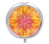 Colorful Flower Pattern Pill Box Travel Pill Case for Purse Pocket Weekly Medicine Organizer with Mirror 3 Compartment Round Medicine Case Portable PillcaseHolder for Daily