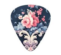Colorful Flower Patterns printed guitar picks, 12-piece set with thin, medium, and thick styles, comes with a storage case