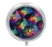 Colorful Flower Pill Box Medicine Pill Organizer 3 Compartment Daily Pill Case Small Pill Container Round Pill Holder Travel Pill Box Metal Pill Case for Purse Pocket