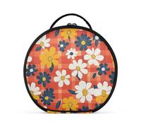 Colorful Flower red Buffalo Check Makeup Bags Vertical Free-Standing Essentials Make Up Bags for Women with Adjustable dividers 11 in