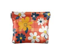 Colorful Flower Red Buffalo Check Small Leather Coin Purse Fancy Makeup Bag Change Purse for Woman, colorful Flower red Buffalo Check, 1 size, Print Art, colorful Flower red Buffalo Check, 1 size