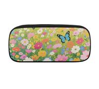 Colorful Flower Sea World Pencil Case Waterproof Leather Pencil Pouch Multi-purpose Aesthetic Makeup Bag Cute Pen Bag Large Cosmetic Bag for Office Stationery, Travel