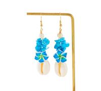 Colorful Flower Shell Drop Earrings for Women Bohemian Style Irregular Natural Stone Dangle Earring Party Holiday Gift