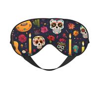 Colorful Flower Skulls Guitar Print Sleep Eye Mask Outdoor Indoor Travel Camping Meditation Yoga Shift Work Breathable