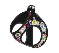 Colorful Flower Skulls Print Adjustable Harness Leash Set For Cats And Dogs, Soft Breathable Kitten Puppy Mesh Vest With Reflective Design, Escape-Proof Lead For Small Pets Walking Training