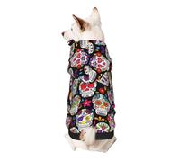 Colorful Flower Skulls Print Dog Hoodie Sweatshirt For Small Dogs, Warm, Soft And Breathable Pet Clothes, Easy To Wear Jumper For Winter And Fall Warm