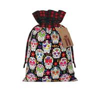 Colorful Flower Skulls Print Gift Reusable Bags Festive Drawstring Pouches Versatile Birthday Wedding Favors