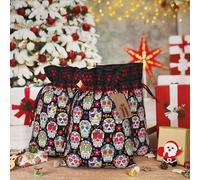 Colorful Flower Skulls Print Gift Reusable Bags Festive Drawstring Pouches Versatile Birthday Wedding Favors