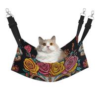 Colorful Flower Sugar Skull Printed Pet Hammock - Sleeping Hammock For Cats, Rabbits, Ferrets, Puppies, Small Animals