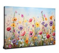 Colorful Flower Wall Art for Hallway and Stairs Abstract Wildflower Pictures Wall Decor Rustic Bloom Poppy Floral Painting Farmhouse Nature Botanical Prints Poster Artwork Bedroom Decorations 12x16"