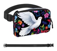 Colorful Flower White Pigeon-1789 Crossbody Fanny Pack for Men&Women,Belt Bag for Travel Casual Walking Running Hiking Cycling, Multicolor, 1.5x9.0x5.9in/4x23x15cm