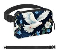 Colorful Flower White Pigeon Crossbody Fanny Pack for Men&Women,Belt Bag for Travel Casual Walking Running Hiking Cycling, Multicolor 05, 1.5x9.0x5.9in/4x23x15cm