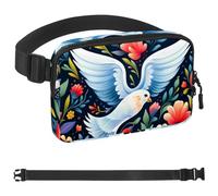 Colorful Flower White Pigeon Crossbody Fanny Pack for Men&Women,Belt Bag for Travel Casual Walking Running Hiking Cycling, Multicolor 01, 1.5x9.0x5.9in/4x23x15cm