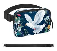 Colorful Flower White Pigeon Crossbody Fanny Pack for Men&Women,Belt Bag for Travel Casual Walking Running Hiking Cycling, Multicolor 08, 1.5x9.0x5.9in/4x23x15cm