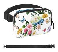Colorful Flower White Pigeon Crossbody Fanny Pack for Men&Women,Belt Bag for Travel Casual Walking Running Hiking Cycling, Multicolor 10, 1.5x9.0x5.9in/4x23x15cm