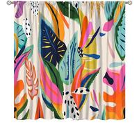 Colorful Flower Window Curtains Abstract Bright Flower Blossom Botanical Print Rod Pocket Curtain Light Filtering Drapes for Bedroom Living Room Dining Room Office 72x63in