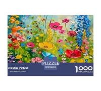 Colorful Flowers 1000 Piece Puzzle Interlocking Thick Pieces Educational Fun Plants Relaxing Activity Poster Included 38x26cm/1000pcs