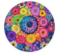 Colorful Flowers 1000 Piece Round Puzzle For Adults And Kids Enchanting Flowers Jigsaws Creative Unique Challenge Games Family Game 1000pcs (67.5x67.5cm)