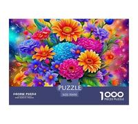 Colorful Flowers 1000 Pieces for Adults Jigsaw Puzzles Educational Game Enchanting Flowers Challenge High Difficulty for Decompression And Wall Decor70x50cm/1000pcs