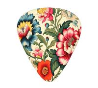 Colorful flowers 12 Pack Guitar Picks Plectrums,4 pieces in each of 3 sizes, Suitable for a wide range of stringed instruments