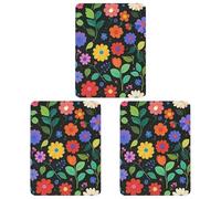 Colorful Flowers And Leaves Car Air Freshener, 3 Pcs Square Hanging Air Freshener Cards, Long Lasting Fragrance Scented Cards for Car, Home, Office Black-style