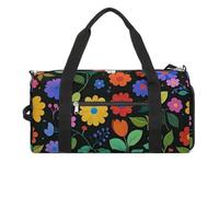 Colorful Flowers And Leaves Gym Bag for Men Women, Waterproof Gym Tote Bags, Large Duffel Bag for Travel Workout
