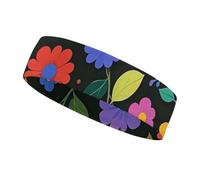 Colorful Flowers and Leaves Headbands for Women & Men Sports Headband, Fits All Head Sizes, Ultra Absorbent & Non-Slip Sweatband for Running, Yoga, Gym