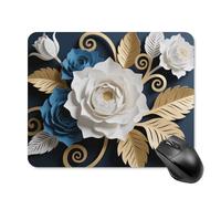 Colorful Flowers and Leaves Mouse Pad Cute Square Mouse Mat Leather Non-Slip Rubber Base Mousepad Waterproof Computer Mouses Pad for Laptop Wireless Mouses Keyboard Home Office 20 * 25cm