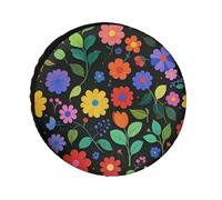 Colorful Flowers and Leaves Spare Tire Cover, 28inch Oxford Wheel Protector Travel Accessories, Waterproof Dustproof Wheel Tire Covers for RV Jeep SUV Camper Truck