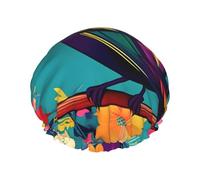 Colorful Flowers Bird Print Shower Cap, Shower Cap for Women Reusable, Waterproof Bath Cap,Quick Drying Bath Hair Cap