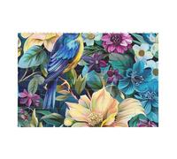 Colorful Flowers Bird Printed Jigsaw Puzzle 14.4x9.8 CM, Rectangular Puzzle Challenging Game for Adults Gifts, Family Fun Decorative Wall Decor