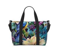 Colorful Flowers Bird Printed Travel Bag Duffle Bag for Men Women, Large Water Resistant Gym Bag Weekend Holdall Bag with Shoulder Strap