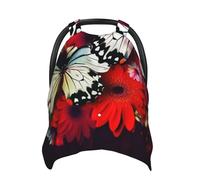 Colorful Flowers Butterflies Baby Car Seat Canopy Cover, Multi Use Breathable Nursing Breastfeeding Covers for Mom Soft Stroller Sun Shade Newborn Shower Gift