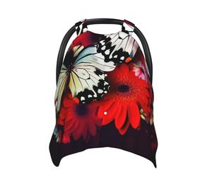 Colorful Flowers Butterflies Baby Car Seat Canopy Cover, Multi Use Breathable Nursing Breastfeeding Covers for Mom Soft Stroller Sun Shade Newborn Shower Gift