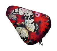 Colorful Flowers Butterflies Bike Seat Cover for Men Women Water Repellent Exercise Bike Seat Cushion Adjustable Bicycle Seat for Outdoor Biking