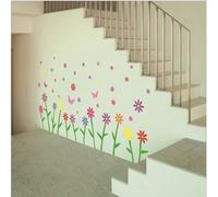 Colorful Flowers Butterflies on The Meadow Field Flowers Wall Sticker Mural Colorful Large Art Deco Home Wall Decor Decoration Sticker Decals Beautiful Baby Room