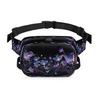 Colorful Flowers Butterfly Waist Bag Multifunction Pack for Travel Sport Running Fanny Pack Bumbag Pouch Purse Belt Bag for Women Men Kids Girls Boys