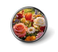 Colorful Flowers Button Pins 1" Round Badge Brooch | Aluminum round lapel pin for men women, circular brooch, fade-resistant metal badges pins for clothes bags, party favors gift